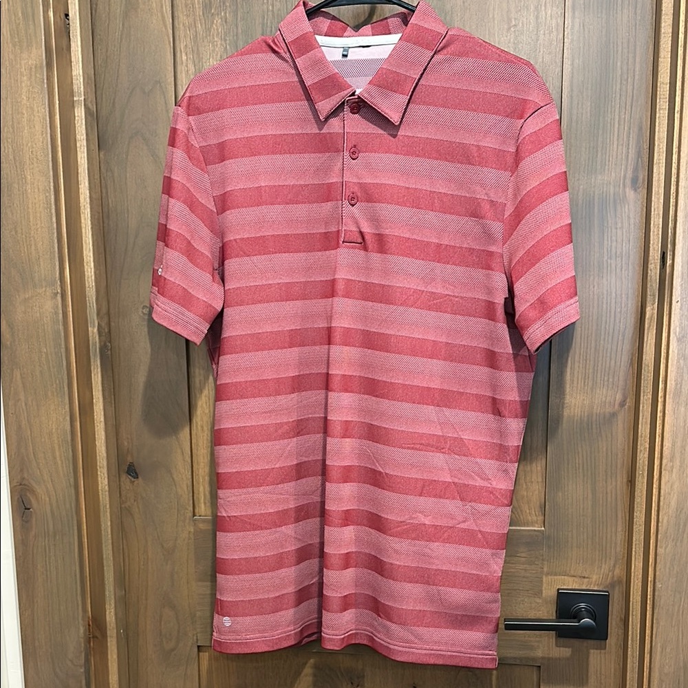 Adidas Striped Red Golf Shirt